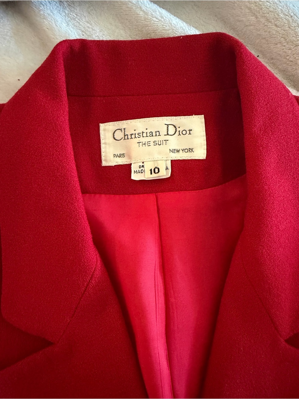 Vintage Christian Dior The Suit Red 100% Wool Double Breasted Blazer